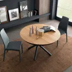 Tavolo da Pranzo Rotondo Allungabile con Piano in Legno Made in Italy - Crodino Viadurini