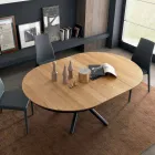 Tavolo da Pranzo Rotondo Allungabile con Piano in Legno Made in Italy - Crodino Viadurini