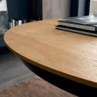 Tavolo da Pranzo Rotondo Allungabile con Piano in Legno Made in Italy - Crodino Viadurini