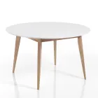 Tavolo da Pranzo Rotondo Allungabile Fino a 160 cm in Mdf e Legno - Ciacco Viadurini