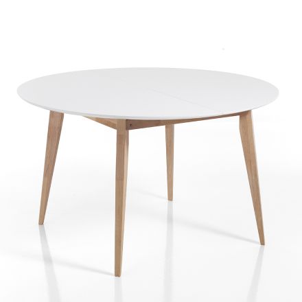 Tavolo da Pranzo Rotondo Allungabile Fino a 160 cm in Mdf e Legno - Ciacco Viadurini