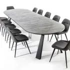 Tavolo da Pranzo Rotondo Allungabile Fino a 370 cm in Legno e Metallo - Caimano Viadurini