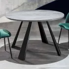 Tavolo da Pranzo Rotondo Allungabile Fino a 370 cm in Legno e Metallo - Caimano Viadurini
