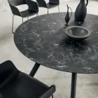 Tavolo da Pranzo Rotondo con Piano in Hpl Stratificato Made in Italy - Lingotto Viadurini