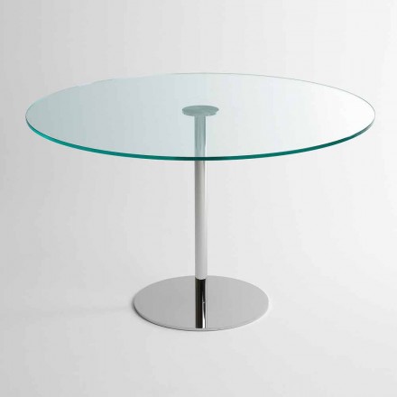 Tavolo da Pranzo Rotondo con Piano in Vetro Extrachiaro Made in Italy – Dolce Viadurini