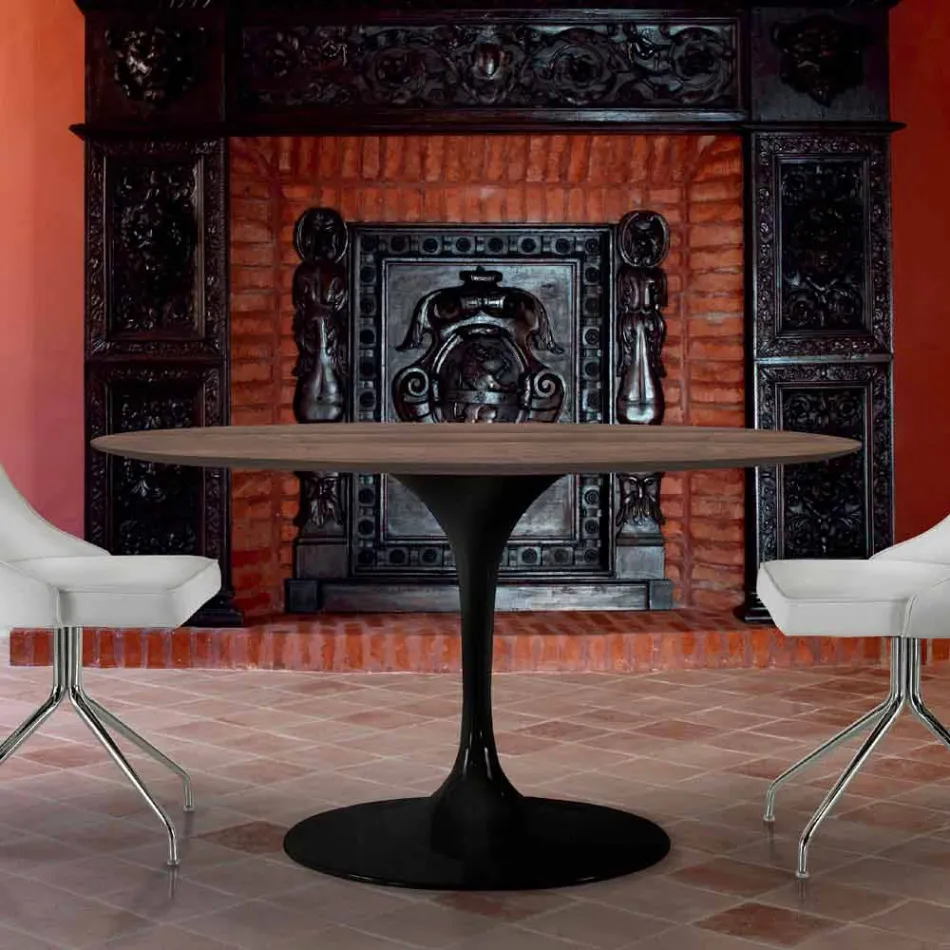 Tavolo da Pranzo Rotondo in Laminato HPL e Alluminio Made in Italy - Dollars Viadurini
