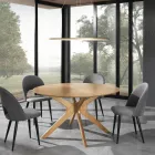 Tavolo da Pranzo Rotondo in Mdf Impiallacciato e Legno Massello - Fulmine Viadurini