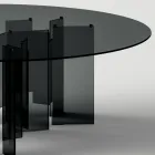 Tavolo da Pranzo Rotondo in Vetro Extrachiaro o Fumè Made in Italy - Thommy Viadurini
