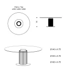 Tavolo da Pranzo Rotondo in Vetro Fumè con Base in Legno Made in Italy - Rondo Viadurini