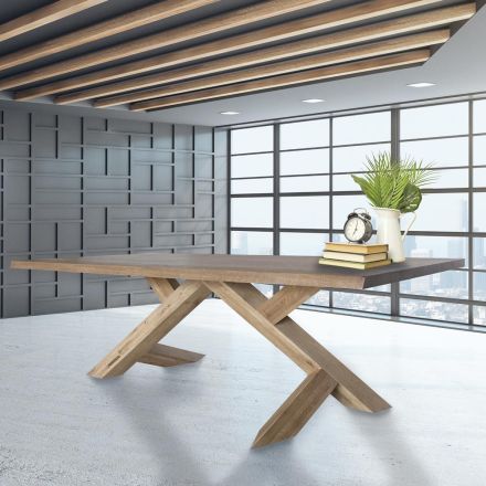 Tavolo da Pranzo Rovere Massello Disponibile con Vari Bordi Made in Italy – Boromir Viadurini