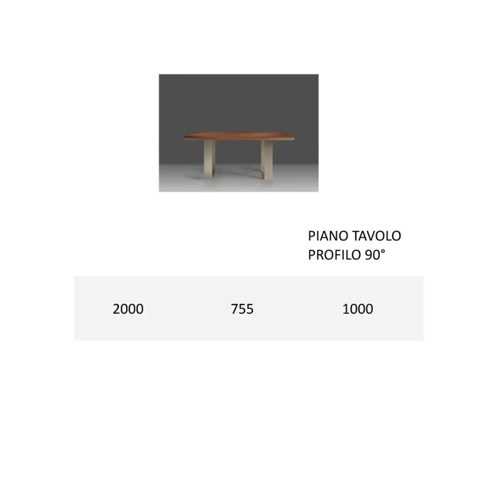 Tavolo da Pranzo Struttura in Ferro e Legno Massello Made in Italy - Romino Viadurini