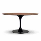 Tavolo da Pranzo Tondo con Piano Impiallacciato Made in Italy Pregiato - Dollars Viadurini