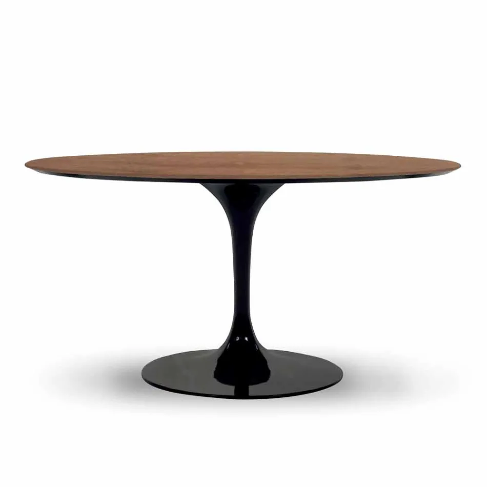 Tavolo da Pranzo Tondo con Piano Impiallacciato Made in Italy Pregiato - Dollars Viadurini