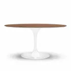 Tavolo da Pranzo Tondo con Piano Impiallacciato Made in Italy Pregiato - Dollars Viadurini