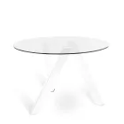 Tavolo da pranzo tondo con top in vetro Adamo, design moderno Viadurini