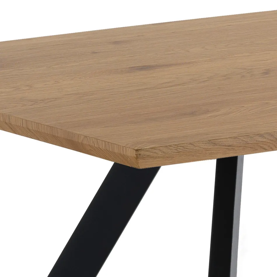 Tavolo da Salotto con Gambe in Acciaio e Piano in MDF - Terullio Viadurini