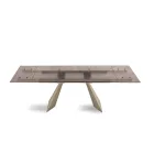 Tavolo da Soggiorno 160x90 con Piano in Vetro Martellato Trasparente - Martello Viadurini