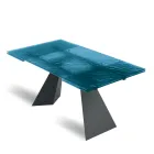 Tavolo da Soggiorno 160x90 con Piano in Vetro Martellato Trasparente - Martello Viadurini