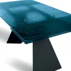 Tavolo da Soggiorno 160x90 con Piano in Vetro Martellato Trasparente - Martello Viadurini
