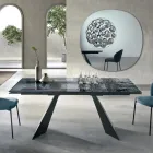 Tavolo da Soggiorno 160x90 con Piano in Vetro Martellato Trasparente - Martello Viadurini