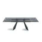 Tavolo da Soggiorno 160x90 con Piano in Vetro Martellato Trasparente - Martello Viadurini