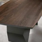 Tavolo da Soggiorno 200x100 in Rovere Impiallacciato e Metallo - Incrocio Viadurini