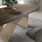 Tavolo da Soggiorno 200x100 in Rovere Impiallacciato e Metallo - Incrocio Viadurini