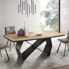 Tavolo da Soggiorno 200x100 in Rovere Impiallacciato e Metallo - Incrocio Viadurini