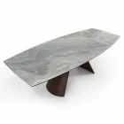 Tavolo da Soggiorno Allungabile con Piano a Botte in Ceramica Made in Italy - Occhiali Viadurini