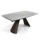Tavolo da Soggiorno Allungabile con Piano a Botte in Ceramica Made in Italy - Occhiali Viadurini