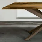 Tavolo da Soggiorno con Piano in Rovere e Resina Epossidica Colorata - Miklas Viadurini