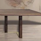 Tavolo da Soggiorno con Struttura in Legno di Rovere Nodato Made in Italy - Giusy Viadurini