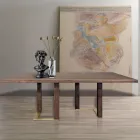 Tavolo da Soggiorno con Struttura in Legno di Rovere Nodato Made in Italy - Giusy Viadurini