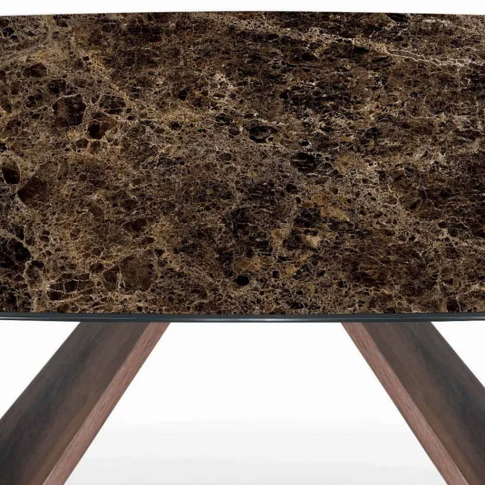 Tavolo da Soggiorno Fisso con Base in Legno Made in Italy - Equatore Viadurini
