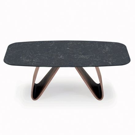 Tavolo da Soggiorno Fisso con Base in Legno Made in Italy - Equatore Viadurini