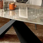Tavolo da Soggiorno Fisso con Piano in Ceramica Realizzato in Italia - Ferie Viadurini