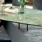 Tavolo da Soggiorno Fisso con Piano in Ceramica Realizzato in Italia - Ferie Viadurini
