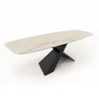 Tavolo da Soggiorno Fisso con Piano in Ceramica Realizzato in Italia - Ferie Viadurini