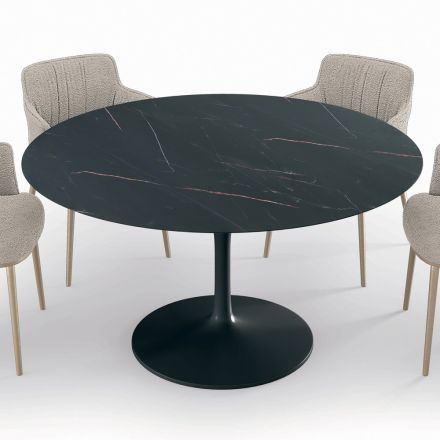 Tavolo da Soggiorno Rotondo Fisso in Laminato e Alluminio Made in Italy - Dollars  Viadurini