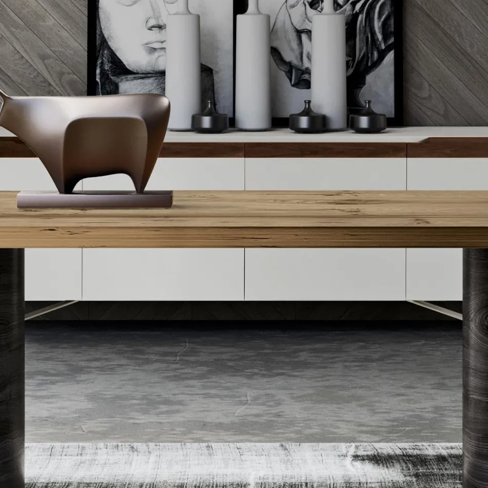 Tavolo da Zona Living Moderno in Legno Massello Made in Italy - Catrin Viadurini