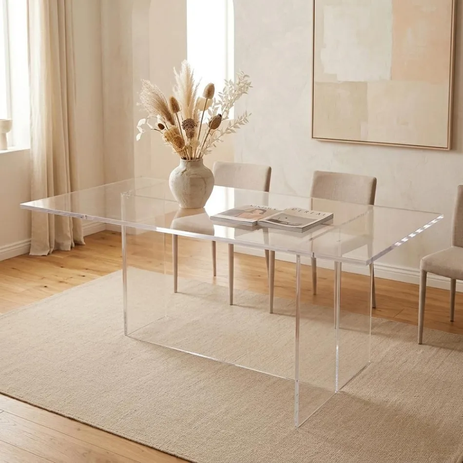 Tavolo dal Design Minimal in Plexiglass Trasparente Made in Italy - Selenia Viadurini