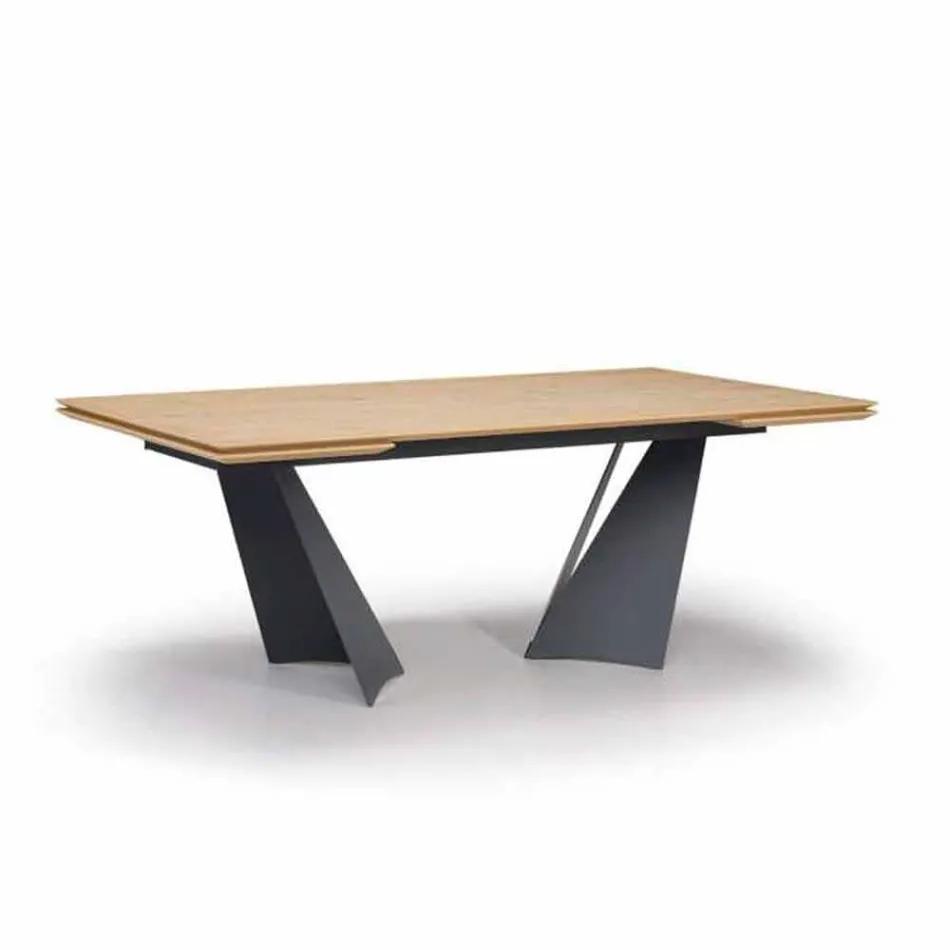Tavolo Design Allungabile Fino a 294 cm in Legno e Metallo Made in Italy - Nuzzo Viadurini