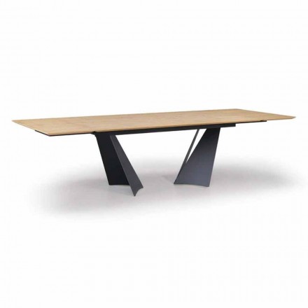 Tavolo Design Allungabile Fino a 294 cm in Legno e Metallo Made in Italy - Nuzzo Viadurini