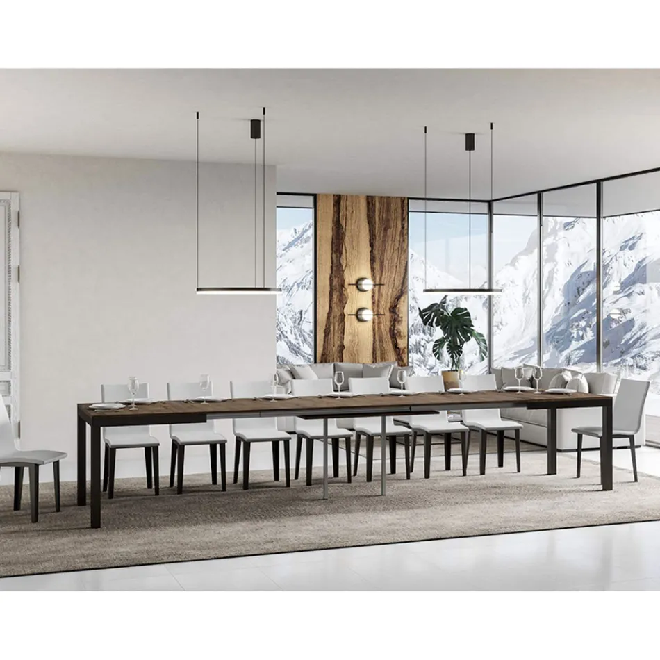 Tavolo Design con Piano in Legno Allungabile Fino a 440 cm Made in Italy - Foxy Viadurini