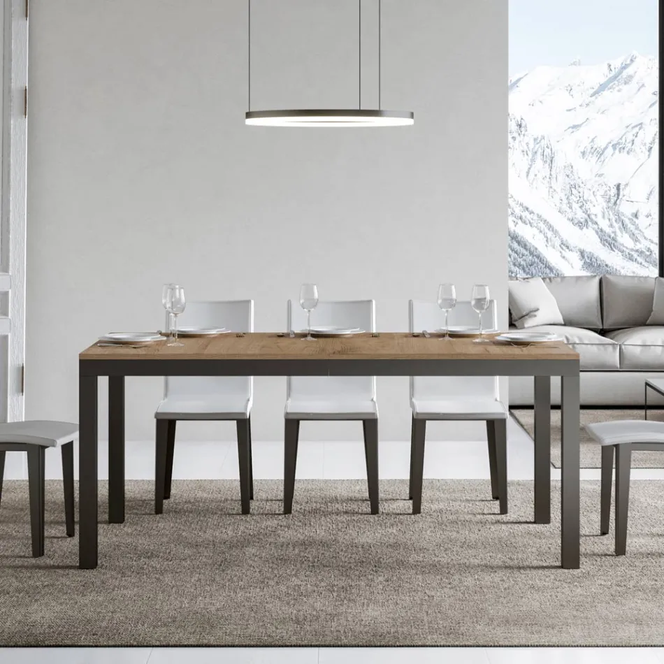 Tavolo Design con Piano in Legno Allungabile Fino a 440 cm Made in Italy - Foxy Viadurini