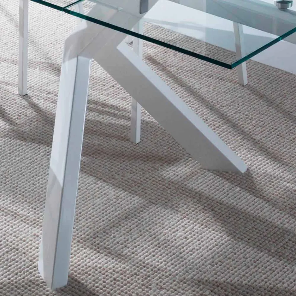 Tavolo di design allungabile in metallo e vetro temperato Mesa Viadurini