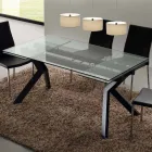 Tavolo di design allungabile in metallo e vetro temperato Mesa Viadurini