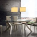 Tavolo di design allungabile in metallo e vetro temperato Mesa