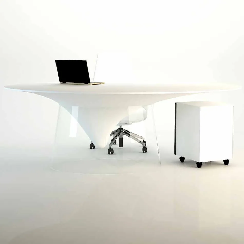 Tavolo di design con base in cristallo prodotto in Italia, Teggiano Viadurini