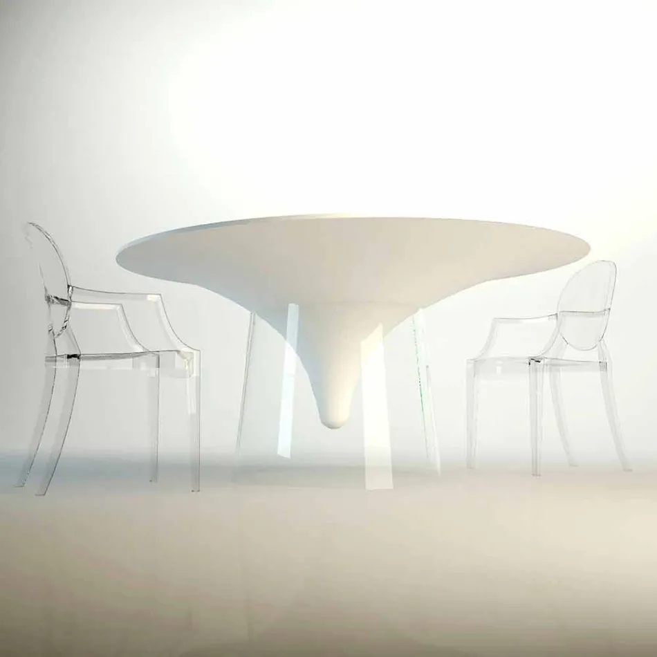 Tavolo di design con base in cristallo prodotto in Italia, Teggiano Viadurini
